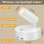 Kimjo Spot Lights Indoor, 4000mAh Rechargeable Plant Spotlight Indoor with Remote, Battery Operated Picture Lights with Timer Dimmable, Uplighting for Wall Art Display - color: White