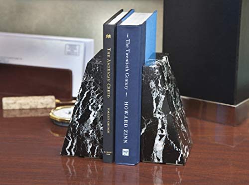 Modern Wedge Marble Bookends (Black Zebra) - color: Black Zebra