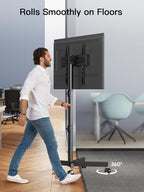 PERLESMITH Rolling TV Stand for 23–62 Inch TVs, Outdoor Mobile TV Cart Holds up to 99 lbs, Portable TV Stand on Wheels for Bedroom and Living Room, Max VESA 400x400mm, PSTVMC04B-B - size: 23-62 Inch