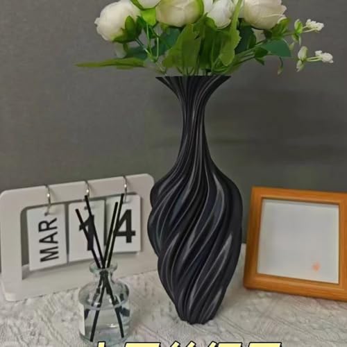 Twisted Abstract Ceramic Vase, Modern Nordic Minimalist Light Luxury Home Decor, Artistic Floor Vase & Flower Centerpiece, 9.84 Inch (Black) - color: Black