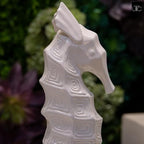 Modern Small Ceramic Seahorse Figurine, Unique Cermaic Figurines, Handcrafted Decorative Gloss Finish White Sculpture for Home, Garden,Office: 5.25"x3.50"x13.75"H - size: 5.25"x3.50"x13.75"H