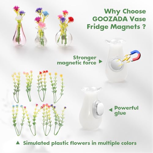 5 Pack Mini Vase Magnets for Fridge, Mini Glass Vase Magnets,3D Tiny Pot Vases Magnet for Kitchen Refrigerator Locker Office Decoration with Artificial Flowers - size: Style B-5pcs