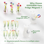 5 Pack Mini Vase Magnets for Fridge, Mini Glass Vase Magnets,3D Tiny Pot Vases Magnet for Kitchen Refrigerator Locker Office Decoration with Artificial Flowers - size: Style B-5pcs