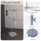 3 Tier Jewelry Holder with 8 Hooks Adjustable Height Chrome Countertop Spinner Display Stand for Necklace & Bracelet Keychain Display - size: Standard - 24 hooks