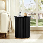 AVZEAR Small Round Side Table Fluted Night Stand Set of 2, 17.7" Mid Century Modern End Table, Circle Bedside Tables Wood Nightstands for Small Spaces, Living Room, Bedroom(Black) - color: Black, size: 17.7"D x 17.7"W x 21.6"H