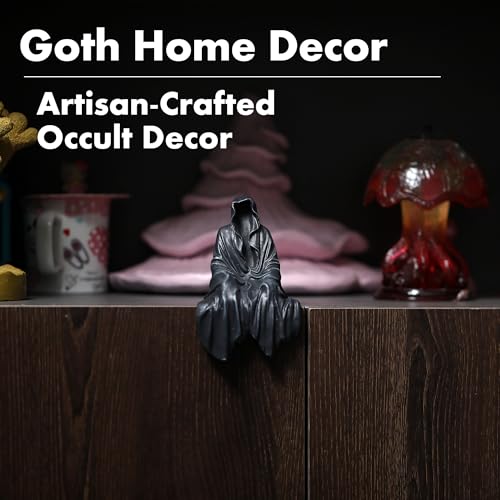 Tabletop Gothic Figurine Grim Reaper Statue - Gothic Spooky Sculpture for Garden or Bookshelf - 5.9 inch Mysterious Resin Dedor - Bookshelf Decor Fantasy.