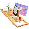 Banlilu Bathtub Tray - Bath Tray Expandable - Bath Tub Tray Table for Bathtub, Ajustable Size, Fits Most Tubs - color: Natural Bamboo Wood