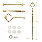 3 Tier Tiered Tray Hardware Kits Fruit Cake Plate Handle Fitting Hardware Rod Dessert Stand Holder Golden Crown 5 Set（Plate not Included） - color: Gold