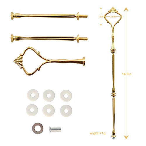 3 Tier Tiered Tray Hardware Kits Fruit Cake Plate Handle Fitting Hardware Rod Dessert Stand Holder Golden Crown 5 Set（Plate not Included） - color: Gold