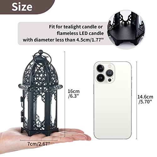 NUPTIO 4 Pcs Metal Tealight Candle Holder Small Sized Wedding Centerpieces Transparent Glass Hanging Lanterns Creative Wedding Home Table Decoration Birdcage, Black - color: Black, size: 4 Pcs Small Size