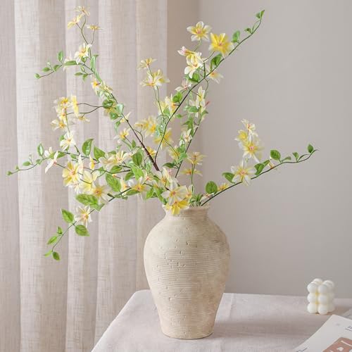 Ceramic Flower Vase Home Decor, 9 in Farmhouse Table Vases Rustic Vintage Living Room Kitchen Bedroom Pottery Decorative Vases for Flowers House Book Shelf Office Coffee Desk Dining Entryway, Retro - color: 9 in - Retro