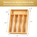 Umilife Bamboo Kitchen Drawer Organizer, 9 Inch Silverware Utensils Tray Holder for Small Drawer, Wood Caddy for Flatware Cutlery Knives - size: 9 x 13 inch (5 Slots)
