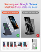 Magnetic Wireless Charger for iPhone, 15W Phone Charger Stand for iPhone/Samsung/Google(Matt Black) - color: Matt Black
