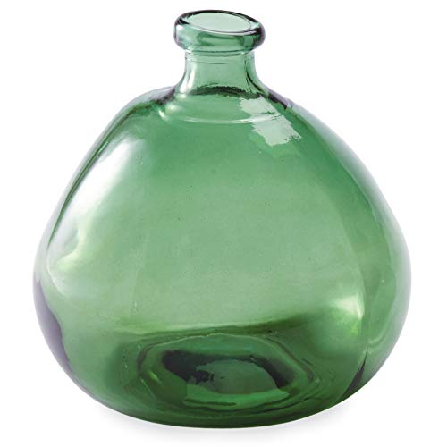 Mud Pie Recycled Green Spanish Rounded Large Glass Vase - size: 9" x 8 1/2" dia