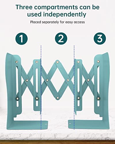 Honagu Adjustable Bookends, Metal Book Ends for Shelves Heavy Book, Desk Magazine File Organizer for Home, Office, Books, Papers, Extends up to 19 inches, Gifts for Students,Teachers (Light Green) - color: Light Green