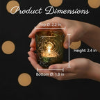 12 Pack Patented Sun Moon Star Embossed Glass Tea Light Candle Holders - Unique Votive Candle Holders for Wedding, Party, and Table Centerpieces (Moss Green) - color: Moss Green
