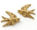 AMOIENSIS Bird Wall Sculpture Art, (Set of 2) 4¾ inch Resin Gold Bird 3D Sculpted Floating Hanging Wall Sculpture Decoration - color: Gold