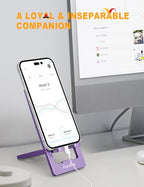Aoviho Phone Stand for Desk, Ultra-Thin Foldable Aluminum Phone Holder, Portable Travel & Office Cell Phone Stand Compatible with iPhone 17 16 15 14 13 12 Pro Max, Fits 3.7"-7" Devices, Purpel - color: Purple