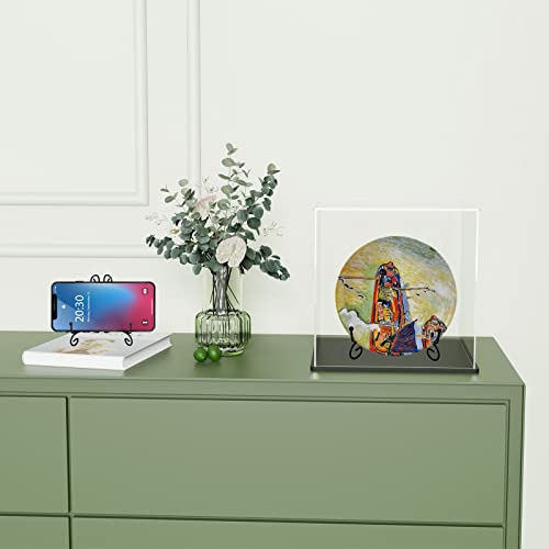 SVENJBB Black Iron Plate Stand, 10 Inch Plate Holder for Display, Small Metal Plate Display Stands for Cookbook, Picture Frame, Photo, Decorative Plates (10 Inch, 1 Pack)