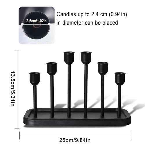 6arms Candle Holder for Taper Candle,Black Metal Holders, for Bathroom, Dining Table, Home Decor, Candle Stand… - size: taper's 6arms