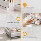 INVSSENE Stackable Makeup Organizer Countertop, Storage Perfume Skincare Cosmetic Lipstick Face Mask Makeup Brush Palettes, Ideal for Vanity Bathroom Counter - color: 3515 Clear