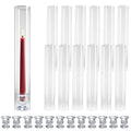 12-Pack Glass Hurricane Candle Holders - 13.78" Tall Clear Open-Ended Cylinders for Pillar Candles - Includes 2.36" Taper Candlestick Holders - Wedding, Event & Home Decor Centerpieces