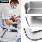 QWORK Stainless Steel Instrument/Tool Organizer Trays, Service Trays (3 x Small Size, 1 x Large Size