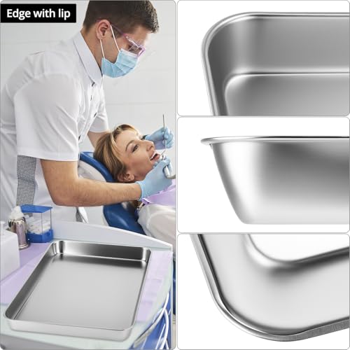 QWORK Stainless Steel Instrument/Tool Organizer Trays, Service Trays (3 x Small Size, 1 x Large Size