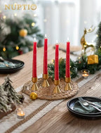 NUPTIO Candle Stick Candle Holder: Set of 4 Gold Aluminium Candlestick Holders - Brass Taper Candleholder for Fall Thanksgiving Christmas Table Fireplace Decoration - size: Style 1