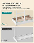 SONGMICS Jewelry Holder, Jewelry Organizer, Jewelry Display Stand with Metal Frame, Velvet Tray, Necklace Earring Bracelet Holder, for Studs, Rings, Gift Idea, Matte White UJJS021W01 - color: Matte White