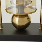CosmoLiving by Cosmopolitan Metal Pillar Candle Holder with Metal Stand, 10" x 5" x 17", Gold
