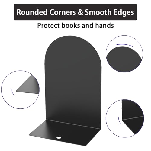 MerryNine Metal Book Ends, 8 Pack Black Bookends for Shelves, Book Holder for Heavy Books, Book End for Kids Books, Decoration Bookend for Home Office (8, Black) - color: Black