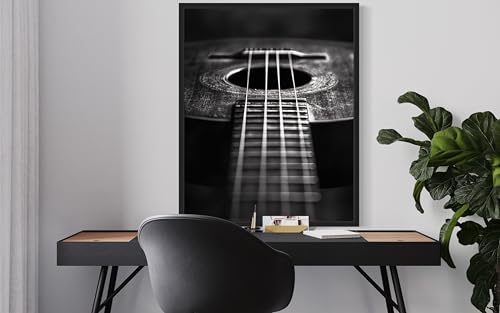 Guitar Art Music Poster - Musical Instrumental Wall Art Print - Black and White - Photography Musical Art - Bedroom or Office Living Room Decor 137 (Guitar, 16 x 20 inches, Unframed) - color: Guitar, size: 20"L x 16"W