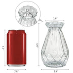 MyGift Mini Set of 6 Diamond-Faceted Clear Glass Bud Vases – Small Decorative Flower Vases for Table Centerpieces, Weddings, and Home Décor