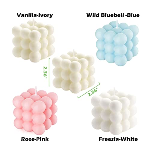 Bubble Candles White Bubble Candles Set, Floating Shelves Cool Shaped Soy Candles Strong Scented Cube Funny Aesthetic Candle for Trendy Home Bathroom Room Shelf Decor Candle 2PCS - color: White