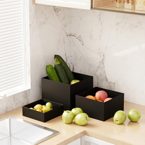 Metal Display Stands for Buffet Table - Black & White Cake Risers, Cupcake Stand for Wedding, Party, Catering Supplies, Elegant Food Risers for Displaywith 3Pcs Hollow Bottoms 6''x7''x8'' - color: Black