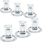 Low Glass Taper Candle Holders fit Candle Base Diameter 5/6-7/8 inch- Wedding Table Centerpiece Short Clear Candlestick Holders - Set of 6 - color: Clear