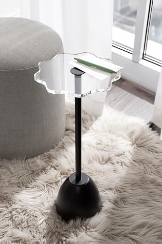 Kate and Laurel Acari Modern Pedestal Drink Table, 10 x 10 x 22, Clear Acrylic and Black, Decorative End Table with Scalloped Acrylic Tabletop for Use as Small Plant Stand or Cute Living Room Accent