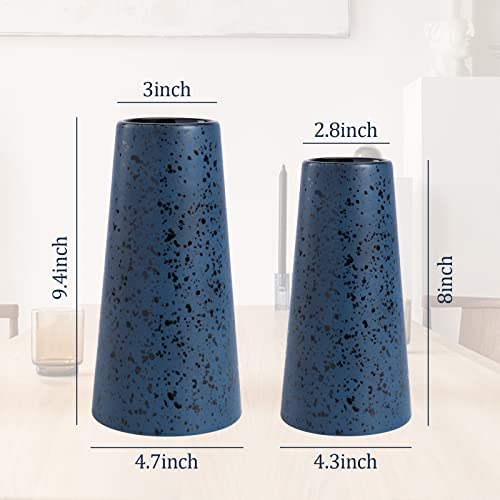 Bdor Ceramic Vase, Flower Vase Set of 2, Blue Vase for Room Decor, Modern Farmhouse Home DéCor Accents, Living Room Decor, Book Shelf, Mantel and Minimalism Dining Coffee Table Decor. - color: Blue-2p