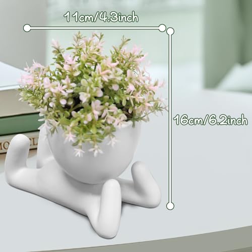 Zerzsy Desk Decorations for Women Office Small Office Desk Decor - Decorative Plants - Bathroom Shelf Decor Accent Women Cute Cubicle Accessories - Set of 1 - color: White-c