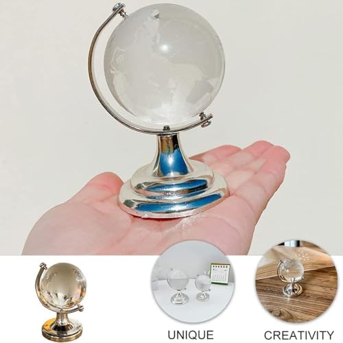 Mini World Globe Crystal Glass balls,Clear Paperweight decorative,small Earth globe for desk decorations,Office Home table Decor,tiny Ornaments Gifts, Miniature Ball Sphere paper weights,Golden 5cm. - color: Gold