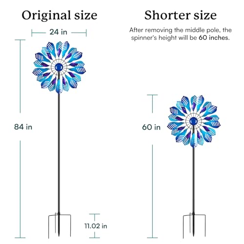 Wind Spinners Outdoor for Yard and Garden, Metal Large Wind Spinner with Stake, Windmill for Yard, Gift for Family Friends(84'' H x 24'' W) - size: 84''H x 24'' W