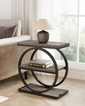 LITTLE TREE End Table, 3-Tier Side Table, Slim Sofa Side Table for Living Room, Tall Bedside Table Nightstand for Bedroom, Grey and Black - color: Grey