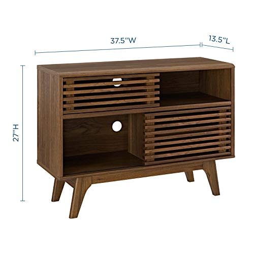 Modway Render Mid-Century Modern Two-Tier Display Stand in Walnut - color: Walnut