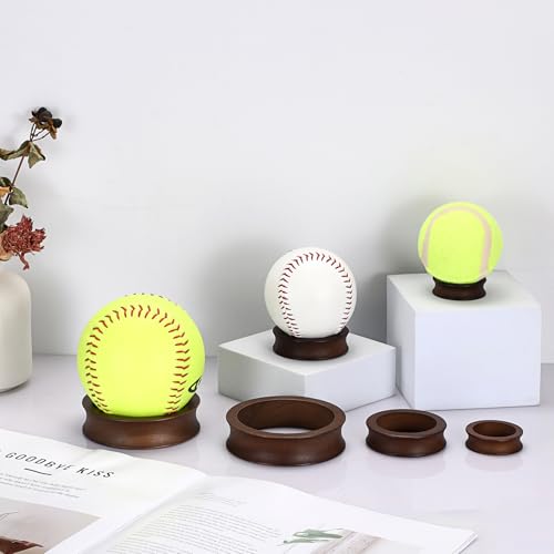 JUXYES Wooden Sphere Holder Display Stand, 12 Pack Mixed Sizes Crystal Ball Stand, Simple Round Display Easel Stands for Decorative Eggs, Crystal Balls, Golf Ball, Stones, Gemstones, Collections - color: Brown, size: (1.2"+1.7"+2.8") - 12 PCS