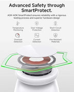 AOK-AOK Foldable Wireless Charging Station, 15W Magnetic Fast Charger Stand for iPhone 17 16 15 14 13 12 Pro Max&Apple Watch&Airpods, 2-in-1 Charger for Home/Office/Travel(30W Adapter Included) - color: White