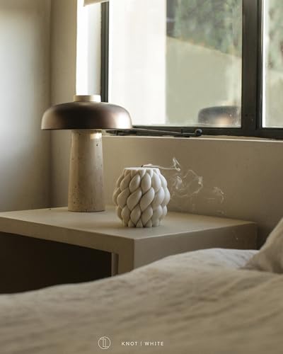 LAWA Knot Ball Candle - Large Beautiful Handmade Pillar Scented Soy Wax Elegant Bubble Aesthetic Candle Housewarming Gift Home Room Shelf Decor Idea White - color: White