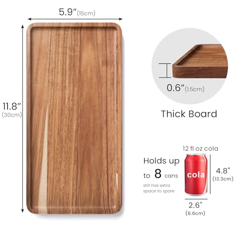 VERTORGAN Acacia Wood Serving Tray,11.8x5.9 Inch Decorative Trays Platter for Coffee Table,Living Room,Bar,Party,Mini Charcuterie Boards Cheese Board,Home Decor - style: 11.8*5.9in