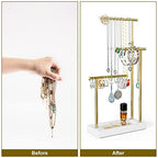 SRIWATANA Jewelry Organizer Display Extra Tall Necklace Holder 3 Tier Jewelry Tree Stand, Gift Idea (White & Gold) - color: White & Gold