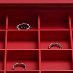 Oirlv Luxury Leather 24 Grid Jewelry Tray with Transparent Lid Earrings Rings Organizer Box Stackable Jewelry Box Drawer Inserts Women Gift - color: Red, size: 24 Grid